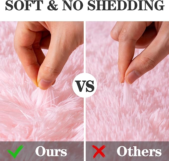 8x10 Area Rugs for Living Room, Large Pink Fluffy Rugs for Bedroom Girls Kids Room Dorm Home Decor, Soft Fuzzy Shaggy Shag Carpet Rug