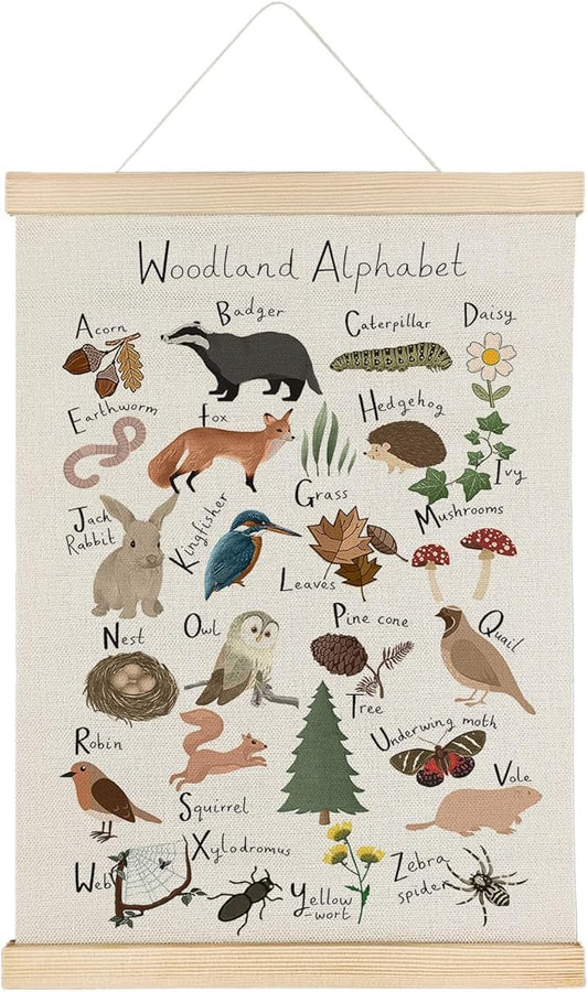 Qvapt Alphabet Banner ABC Posters - Alphabet Posters, Cartoon Wild Animal Posters 12x16 with Hanger, Kids Room Home School Classroom Decor
