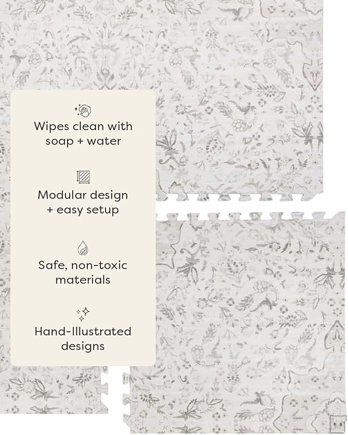 House of Noa Baby Play Mat – 4x8 Latte Emile – Set of 8 Tiles – Cushioned EVA Foam Play Mat for Floor, Soft Interlocking Baby Crawling Mats for Hard Floors