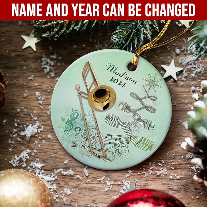 wowcugi Trombone Ornament Personalized Instrument Ornaments for Christmas Tree Xmas Tree Decorations Keepsake Gifts for Band Instruments Music Lovers
