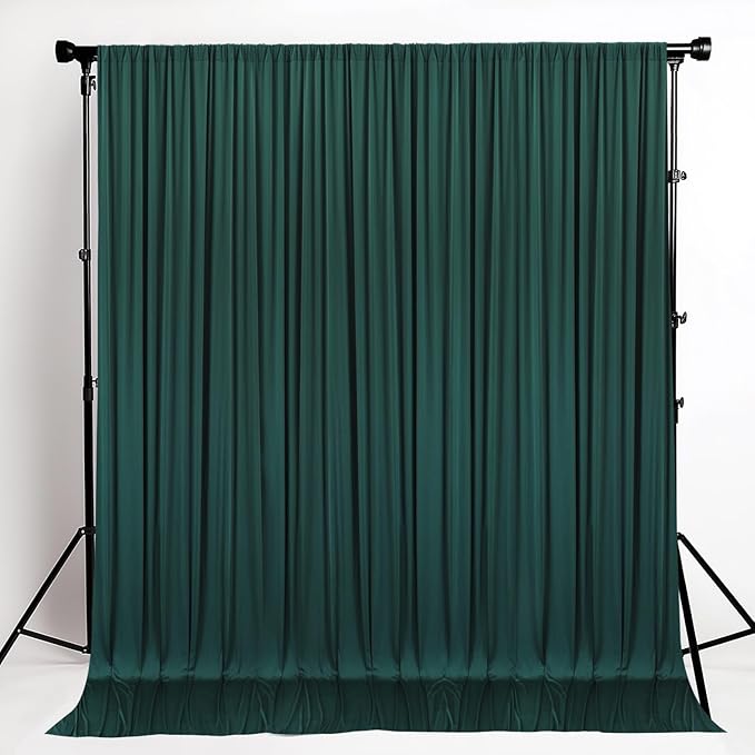 10x10FT Dark Green Backdrop Curtains for Wedding Parties, Wrinkle Free Photo Backdrop Curtains for Wedding Birthday Party Baby Shower, Fabric Drape with Rod Pockets 5ft x 10ft, 2 Panels