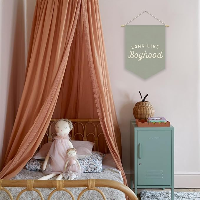 Blue Boy Room Decor,Long Live Boyhood Canvas Banner Nursery Playroom Wall Decor for Boys Bedroom Toddler Decorations Teen Boy Room Decor,Playroom Decor Wall Hanging Flag 15x11 Inch（Haze Blue)