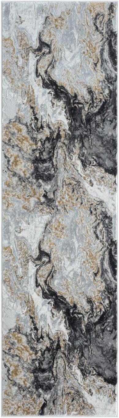 LUXE WEAVERS Marble Swirl Abstract Area Rug, Smoke 2x7