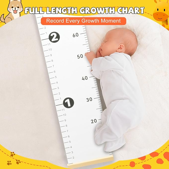 Growth Chart for Wall, Height Chart for Kids, Upgraded Full Length 78.34x8.26 Inches Removable Canvas Measurement Ruler Toddler Tracker Marker for Baby Child Nursery Bedroom Playroom Wall Decor