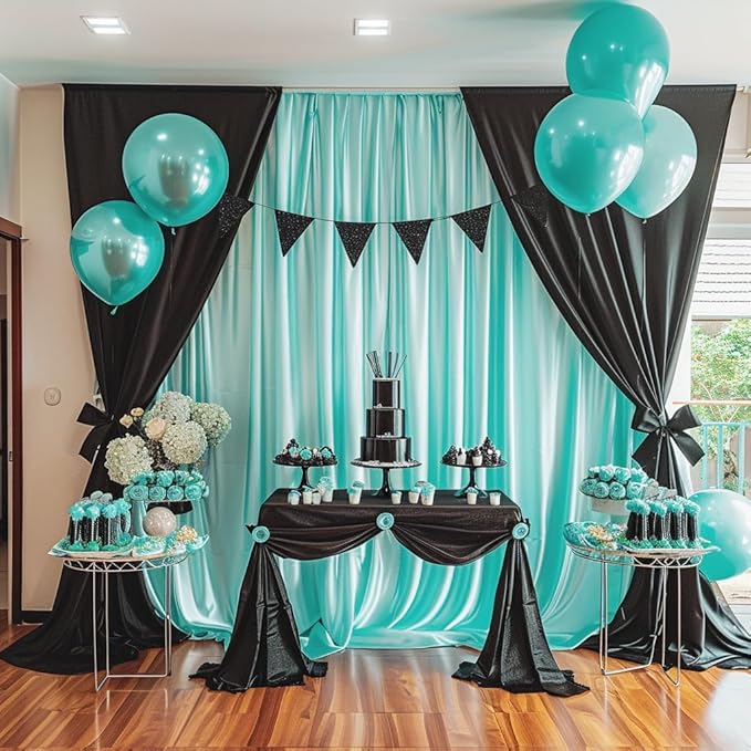 10x10ft Polyester Fabric Robin Egg Blue Photo Curtain Backdrop Robin Egg Blue Wedding Backdrop for Parties Bridal Shower Birthday Photo Photography YUNBSDJ117