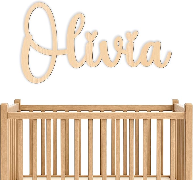 Wooden Name Signs (Natural Wood) - Personalized wood letters for girl, Baby name sign, Custom name sign nursery, Toddler girl room decor, Home decor
