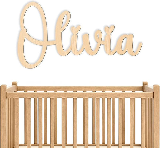 Wooden Name Signs (Natural Wood) - Personalized wood letters for girl, Baby name sign, Custom name sign nursery, Toddler girl room decor, Home decor