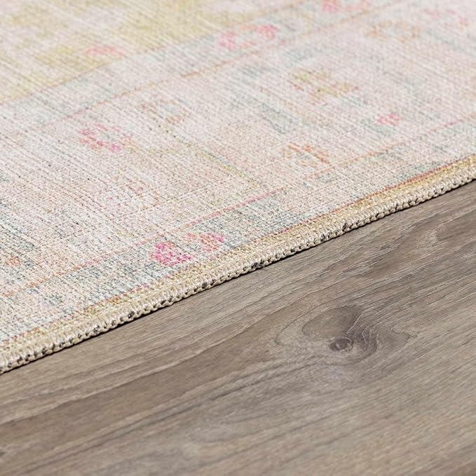 BoutiqueRugs Blush & Light Pink Collection Bozkurt Bohemian Oriental Medallion Area Rug - Traditional Floral Carpet for Hallway, Kitchen - Blush, Pale Pink, Cream, Sage - 2'7" x 10' Runner