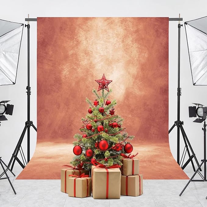 Abstract Professional Photography Backdrop for Portrait Photo Props Booth Background Photoshoot Studio with Polyester Fabric Roller Pocket on Top(6x8ft,Brick Red,No Stand)