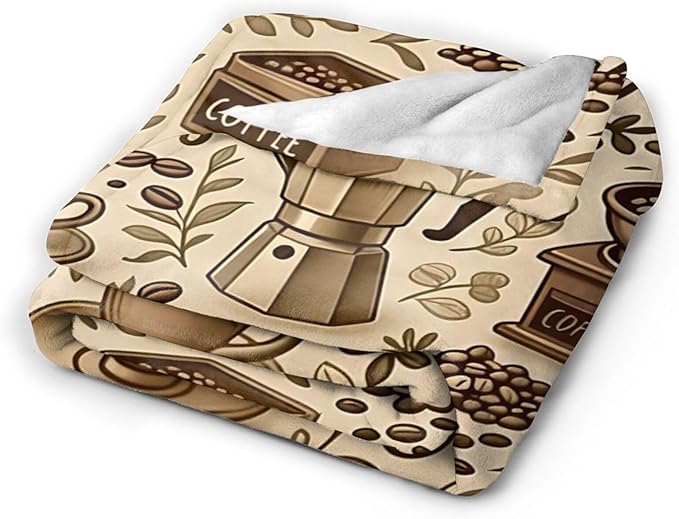 Coffee Blanket Cafe Throw Blanket Food Soft Cozy Fleece Fuzzy Stuffed Plush Flannel Gifts for Girls Women Boys Kids Adults 40''x50''