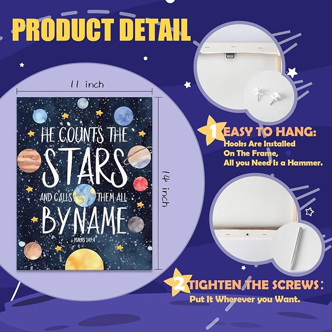 URLLUAE Solar System Canvas Poster Prints, Space Nursery Decor,Space Wall Art,Outer Solar System for Kids Room Decor for Boys Room,11x14 Inches
