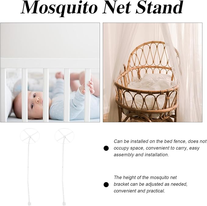 Dome Canopy Mosquito Net Rack Bracket for Bed Stable Net Holder with Two-Segment Fixed Support Easy to Install Crib Canopy Stand Compatible with Wooden Beds