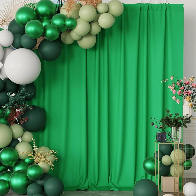 Green Screen Backdrop for Parties, Wrinkle Free Chromakey Virtual GreenScreen Curtain Drapes for Streaming Gaming Christmas Party Birthday Decoration Photography Background,5ft x 7ft, 2 Panels