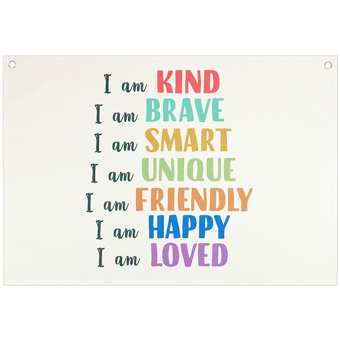 Christian Bible Verse Scripture Rectangular Banner Flag Wall Decor Gift for Baby Boy Girl Kids,Prayer Room Nursery Bedroom Reading Room Decor-I Am Kind-Baby,Shower Birthday Christmas Gift