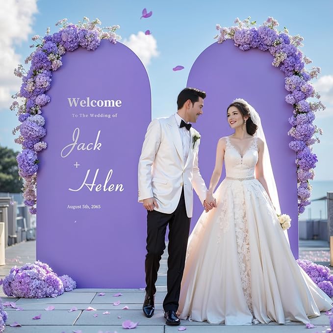 Lavender Arch Cover 7.2FT Spandex Fitted Wedding Arch Stand Covers Round Top Chiara Arch Covers Stretchy Backdrop Cover for Birthday Party Ceremony Banquet Decoration