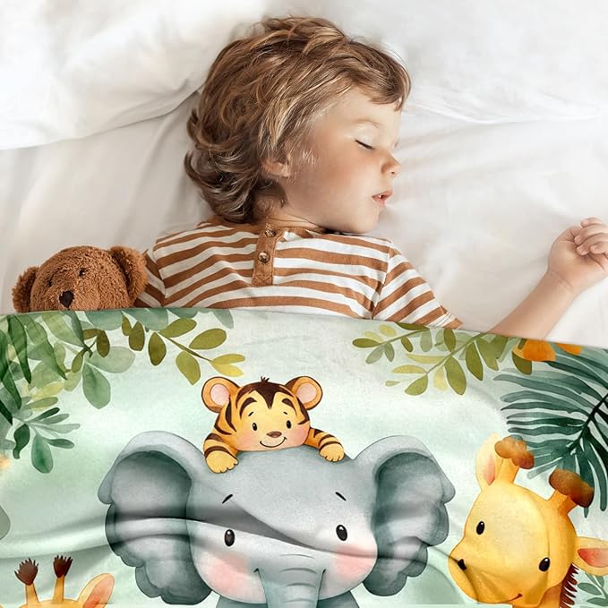 Ship Next Day, Personalized Baby Blanket - Printed in USA, Custom Baby Blanket with Name, Customized Animal Blankets for Boys & Girls, Soft Cozy Receiving Blankets for Toddlers, Stroller Decor Throw