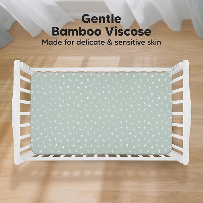 KeaBabies 2-Pack Baby Crib Sheets for Boys, Girls - 52x28 Viscose Derived from Bamboo Toddler Bed Sheets Neutral, Fitted Crib Mattress Cover for Standard Baby Bedding, Soft & Cozy (Prairie)