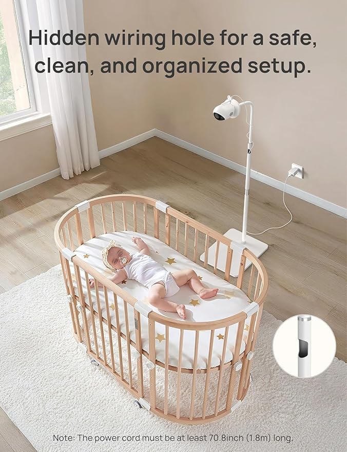Dr.Care Baby Monitor Floor Stand, Universal Adjustable Gooseneck Holder with Stable Base, No-Drill Installation, Compatible with All Dr.Care Cameras