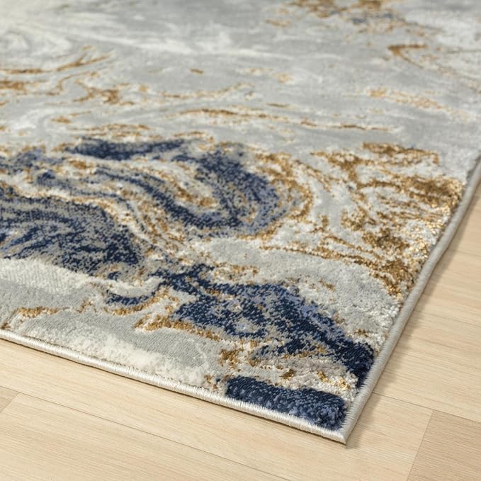 LUXE WEAVERS Marble Swirl Abstract Area Rug, Blue 9x12