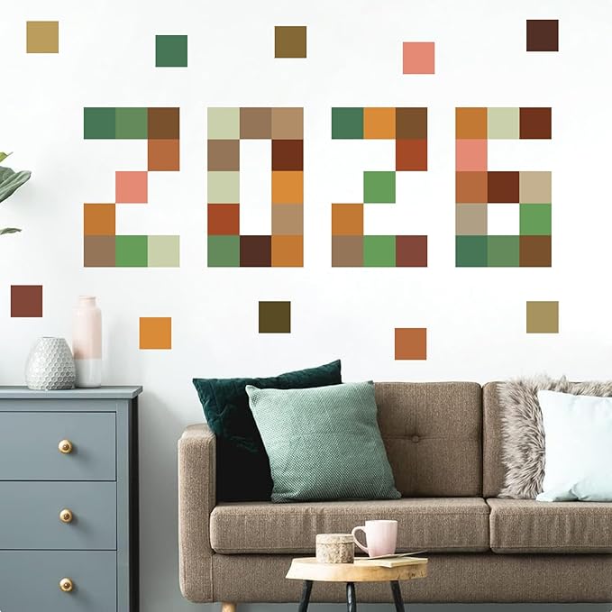 Pixel Block Wall Decals Geometric Square Wall Stickers Removable Pixel Gamer Vinyl Decals Game Room Border Sticker DIY Gaming Color Block Stickers for Playroom Nursery Bedroom Decor