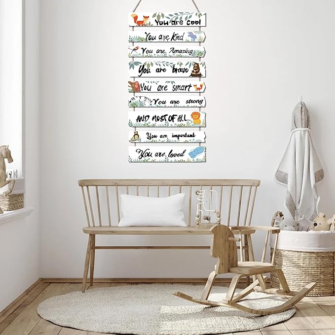 Woodland Nursery Room Decor for Baby Bedroom - Jungle Safari Animal Theme Wall Decor for Toddler Boy or Girl - Colorful Elephant Giraffe Lion Forest Wall Art Decorations