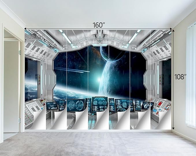 Galaxy Spaceship Bathroom wallpeper Living Room Bedroom Ceiling Wall Mural - 160"x108" (Not Peel and Stick)