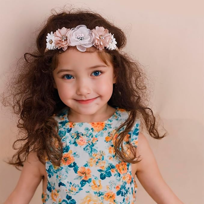 OOSAKU Baby Girl Flower Headbands Set Elastic Floral Headbands 6pcs Soft Nylon Hair Band for Newborn Toddler Hair Accessories (H-L6)