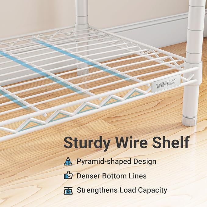 VIPEK X40 Expandable Large Reach-in Closet Rack Adjustable from 6'4" to 8'2'' with Extendable Shelves and Hanger Rods, Walk-in Clothes Rack Mental Freestanding Clothing Racks, Max Load 1240LBS, White