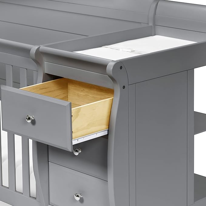DaVinci Kalani 4-in-1 Convertible Baby Crib & Changing Table Combo - GREENGUARD Gold Certified - Toddler Bed, Daybed, Full-Size Bed Conversion - 4 Adjustable Mattress Heights - Gray