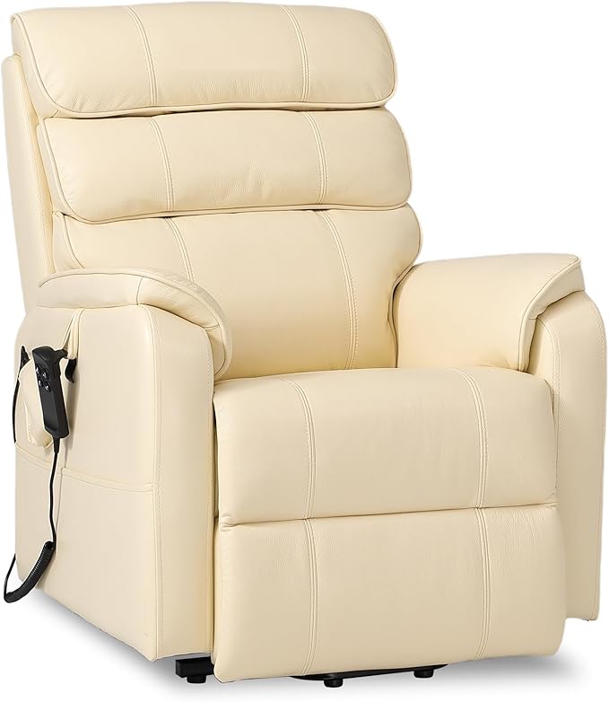 DYNOX 350 LBS Power Lift Recliner Chair for Elderly, Medium Size Dual Motor Lay Flat Infinite Positions Recliner with Heat & Massage(9188,Genuine Leather,Camel)