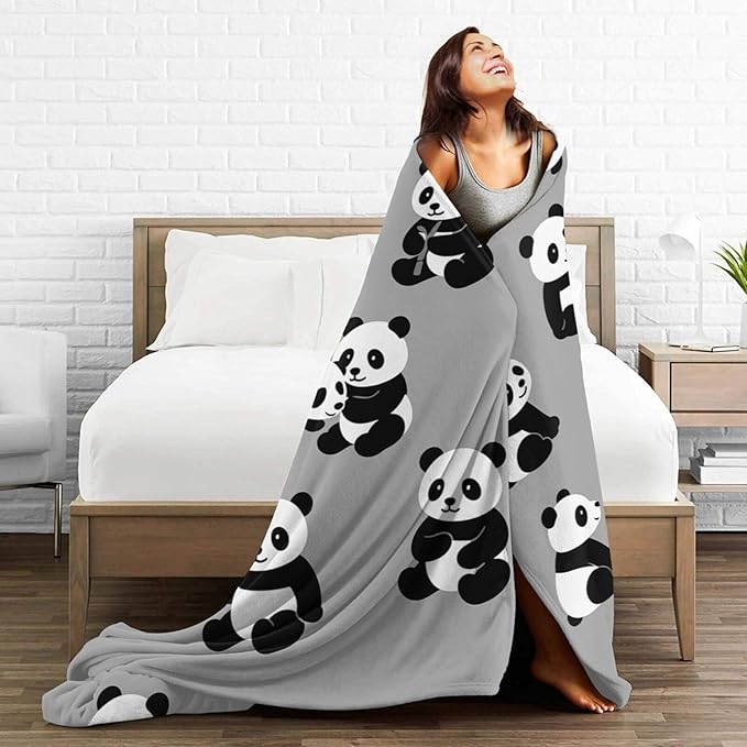 Panda Blanket Cute Panda Fleece Throw Blanket Soft Cozy Warm Fuzzy Plush Super Plush Stuff Animal Bedding Toddler Nursery Baby Blankets Gifts for Boys Girls Kids Adult Men Women 40"X50"
