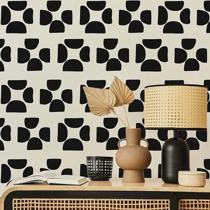 Geometric Wall Decals Vinyl Black Wall Stickers Abstract Art Sticker Modern Stickers Irregular Half Circle Arch Decal Peel and Stick Boho Black Wall Decals for Bedroom Living Room Decor
