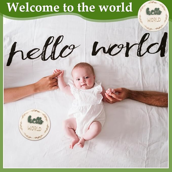 7 Pack Baby Monthly Milestone Cards Sign, Double Sided Baby Milestone Signs Wooden Marker Discs for 1-12 Months Baby Milestone Pictures Baby Shower Gifts