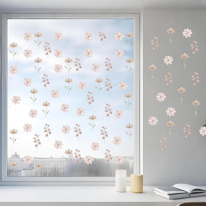 Daisy Wall Decals - 84PCS Removable Peel and Stick Flower Wall Stickers for Girls Room, Living Room, Bedroom, Nursery Decor