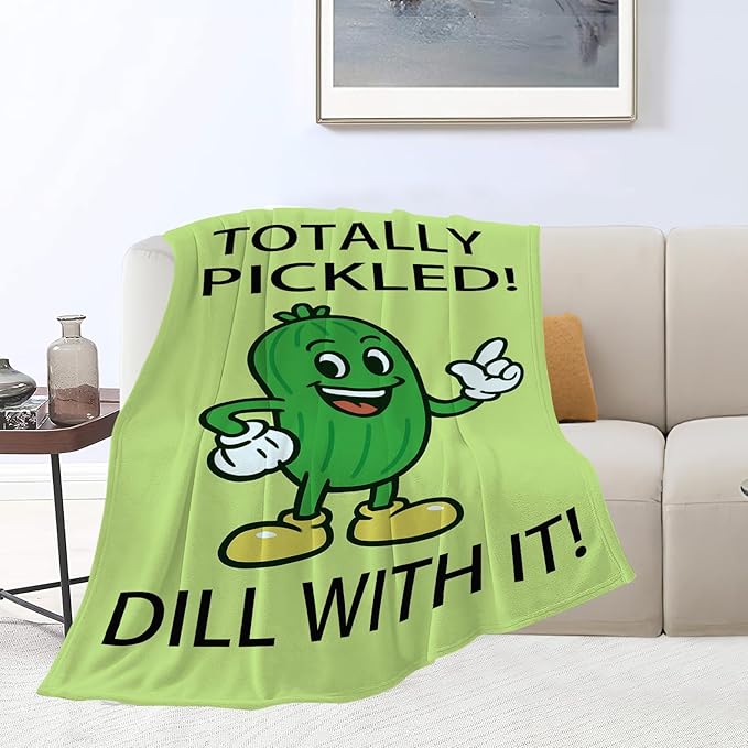 Pickle Blanket Cute Pickle Throw Blanket Vegetable Soft Cozy Fleece Fuzzy Stuffed Plush Flannel Gifts for Girls Women Boys Kids Adults 40''x50''