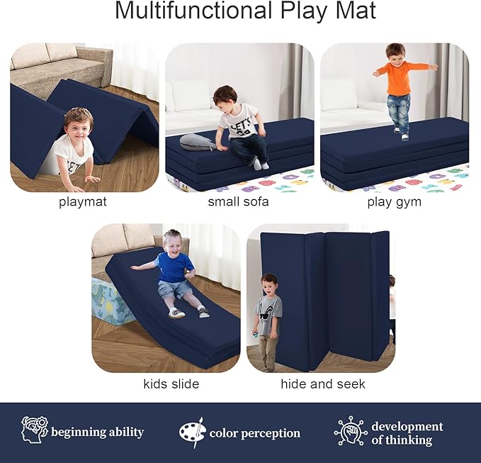 MeMoreCool Kids Floor Futon Mattress, Play Mat Muscle Mat Large 6x4 FT, Thicken Foam Tatami Mattress for Children Play Area, Foldable Sleeping Crawling Pad for Playroom