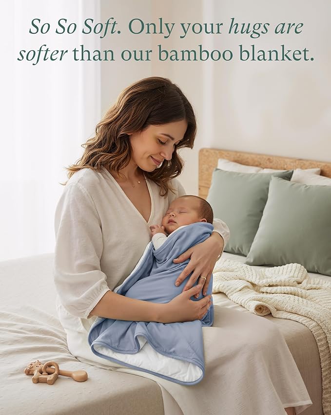 PurComfy Supersoft Baby Blanket, Premium Bamboo Viscose Baby Quilt, Hypoallergenic and Breathable, for Newborns, 33"×33"
