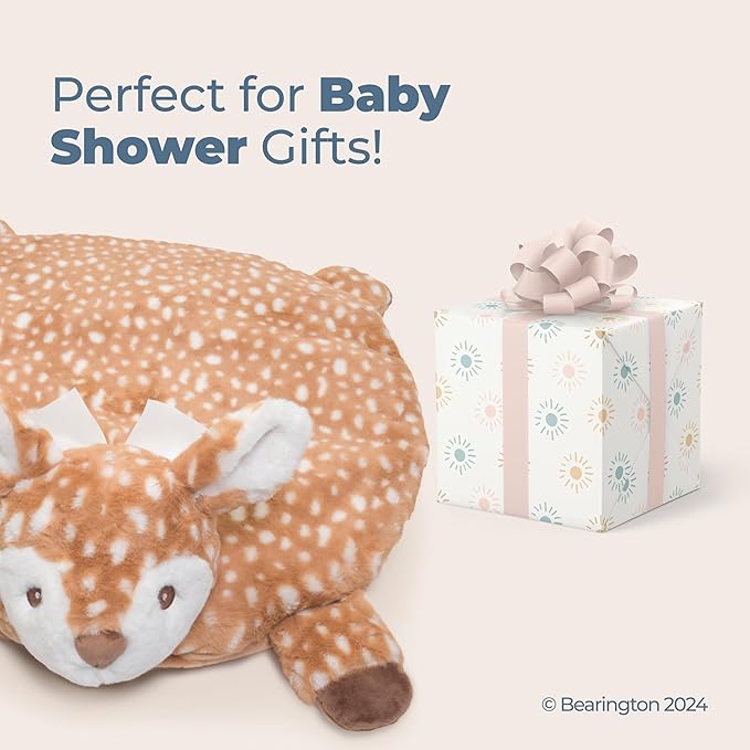 Bearington Baby Lil’ Willow Woodland Decor Tummy Time Mat - 30 x 30 Deer Infant Blanket for Babies - Washable Fawn Newborn Items - Adorable Play Rug Woodland Baby Decor and Nursery Gift