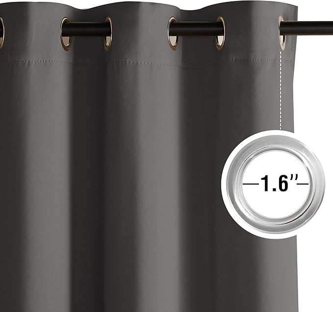 NICETOWN Grey Blackout Curtains for Bedroom 84 inches Long, Cortinas Thermal Grommet Curtains for Living Room, Noise Reducing Privacy Window Treatment Shades for Nursery, Laundry Patio, 2 Panels, W52