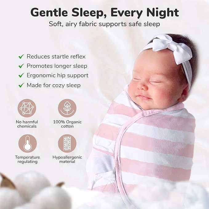 Mama Cheetah Baby Swaddle Sack 3-6 Month, Organic Cotton Swaddling Sleep Sack, Swaddle for Large Babies, Large Swaddle Wrap, Easy Swaddles for Girl, 3-Pack