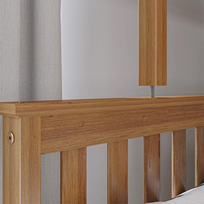 Max & Lily Bunk Bed, Twin-Over-Full Bed Frame for Kids with Trundle, Pecan