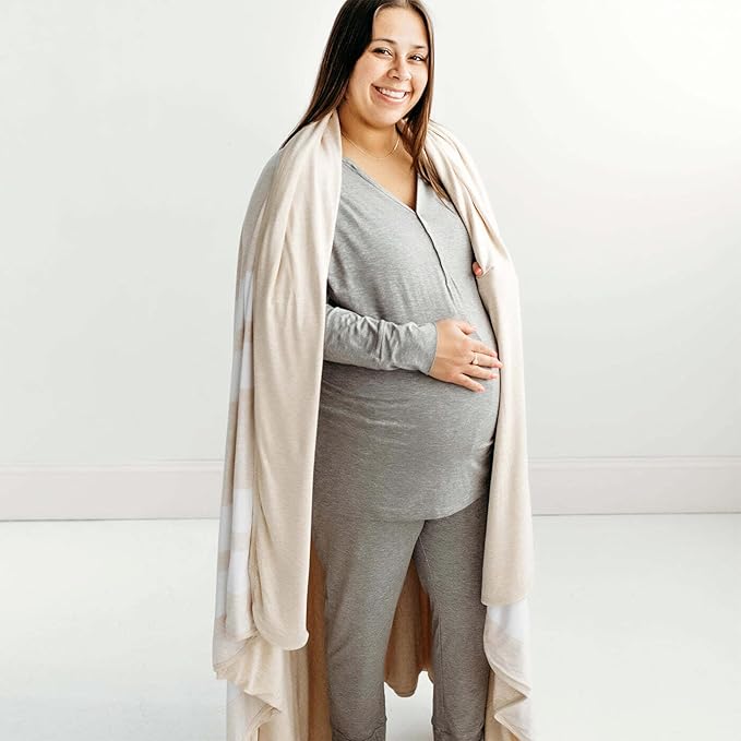 Little Sleepies Cloud Blanket, Soft Viscose from Bamboo Toddler & Baby Blanket for Boys & Girls, Lightweight, Perfect for Hot Sleepers, 65" x 85", Oversized (Oatmeal Heather)