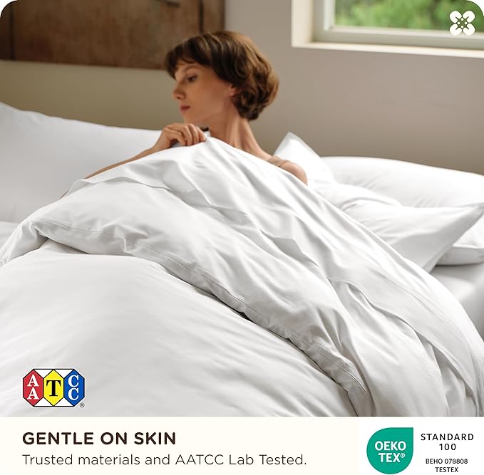 Bedsure Cotton Duvet Cover King Size, Cotton & Rayon Derived from Bamboo Blend Duvet Cover Set for Hot Sleepers, Ultra-Soft, Breathable & Lightweight Home Bedding for All Seasons (White,104"x90")