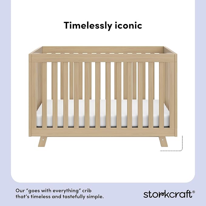 Storkcraft Beckett 3-in-1 Convertible Crib (Driftwood) – GREENGUARD Gold Certified, Fits Standard Crib Mattress, Converts to Toddler Bed and Daybed, 4 Mattress Heights, Grow-with-Me Design