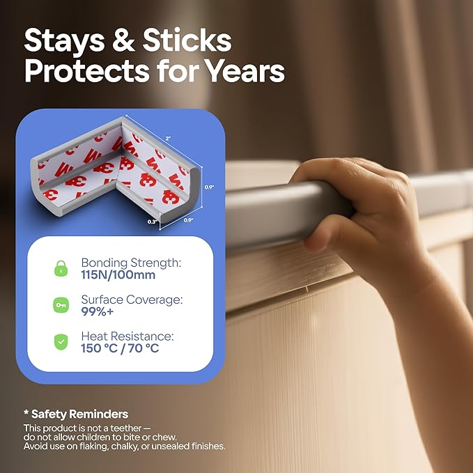 Sharp Edge & 16.2ft Furniture Safety Guards | Protective Foam Cushion | 15ft Bumper 4 Adhesive Childsafe Corners | Baby Child Proofing Foam Set and Safe for Table, Fireplace, Countertop | Gray