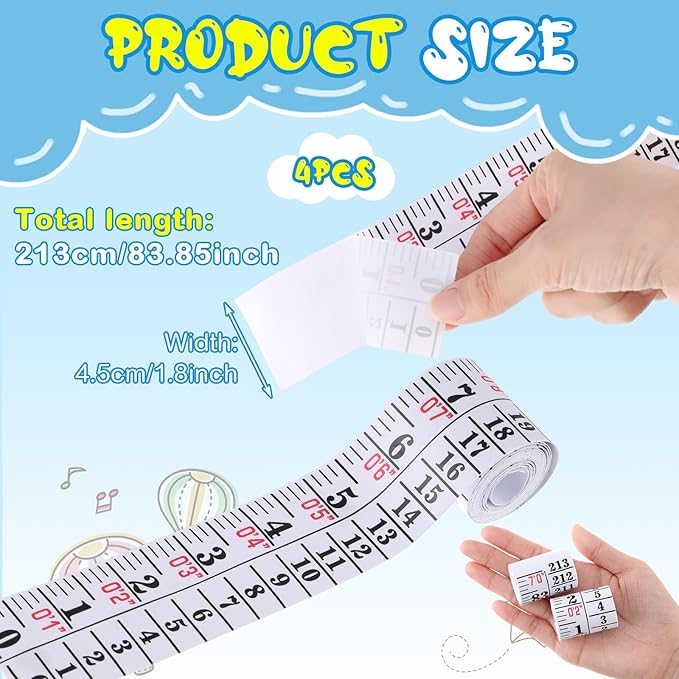 Tatuo 4 Pcs Growth Chart Wall Labels Height Indicator Tape Ruler Growth Chart Decor Height Indicator Adhesive Ruler for Home Room Measuring (White)