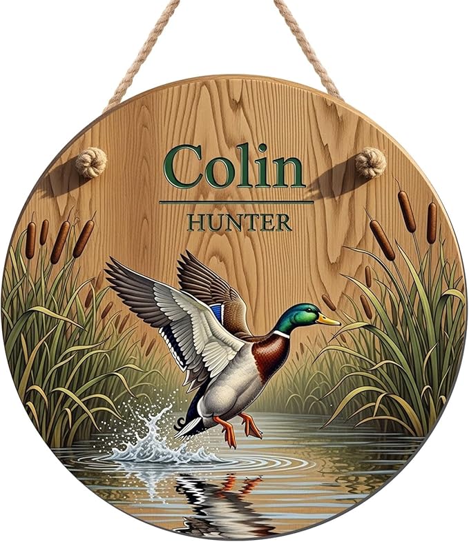 Custom Duck Hunting Wooden Name Sign – Personalized Rustic Wall Decor for Boys Room, Cabin, or Outdoor-Themed Nursery Decoration Home Decor