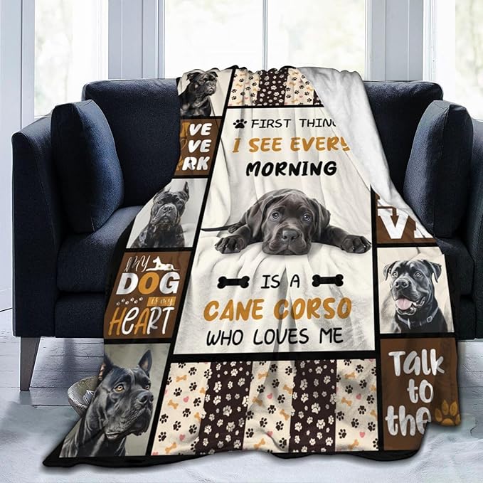 Cane Corso Blanket Cane Corso Decor Throw Blanket Super Soft Flannel Lightweight Fluffy Plush Fuzzy Fleece Stuff Blanket Gifts for Dog Lover Girl Woman Adults Man Boys Kids for Bedding Sofa 50"X60"