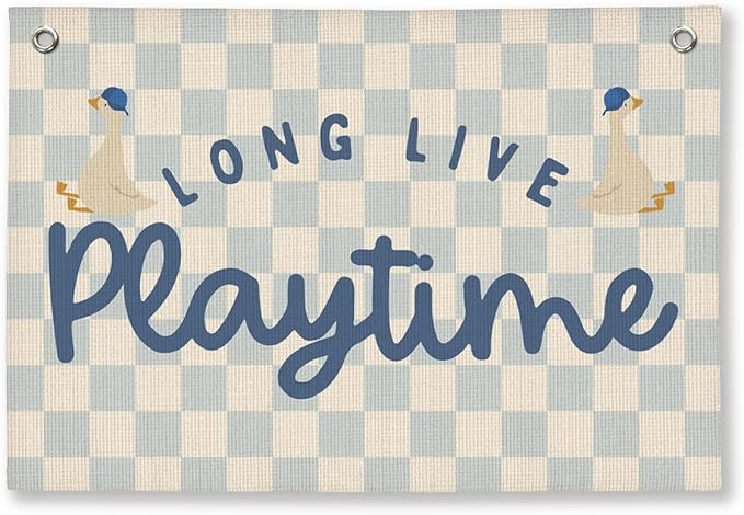 Playroom Wall Decor, Kids Toddler Boy Playroom Silly Goose Decor Hanging Linen Banner,Play Room Wall Decor for Kids Boys Nursery, 20x30 Inch