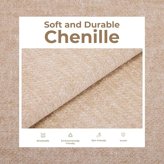 Swivel Rocker Recliner Chair,Comfy Glider Rocker Recliner with Adjustable Headrest,Rocking Chair Nursery for Living Room & Bedroom,Chenille,Beige